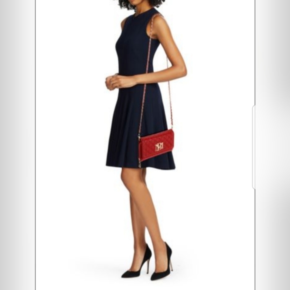 🎀NWT Badgley Mischka Quilted Leather Wallet-on-chain. Color:Red.🌺 - Picture 2 of 9